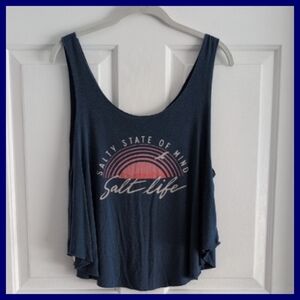 Salt Life Blue Tank Top, Large, Stretchy Beach Surf